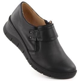 Zapatos cuña mujer cómodos piel negro Helios 640S
