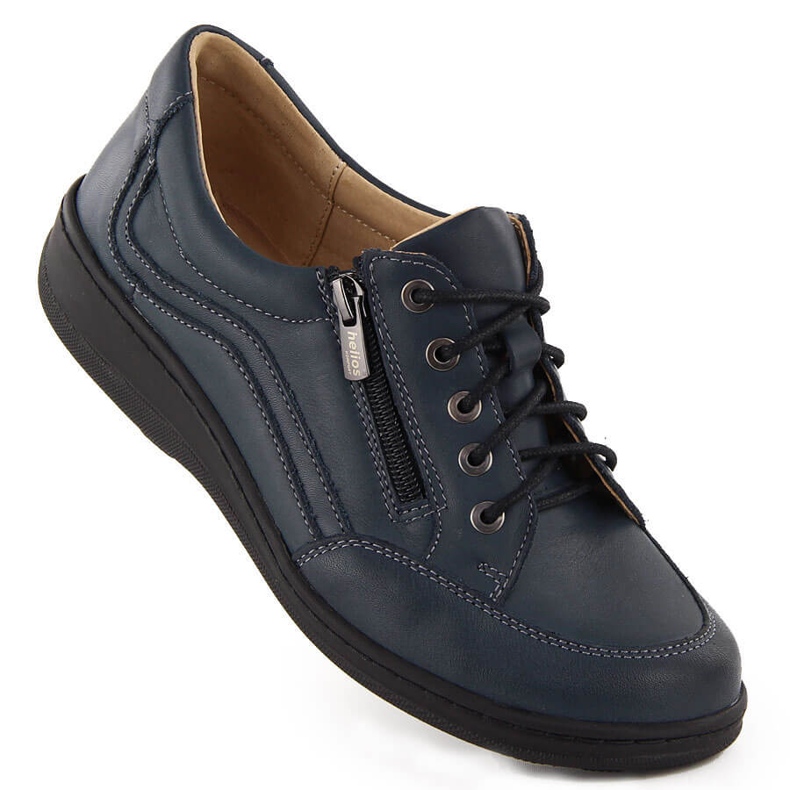Zapatos cómodos mujer piel color azul marino Helios 411