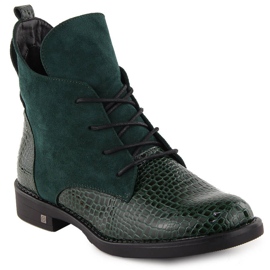 Botines de mujer con tacón plano, aislantes, verde Potocki SZ12080