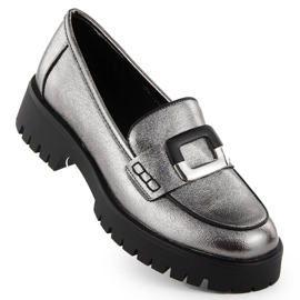 Mocasines de mujer con decoración metalizada plateada Potocki 12420 plata