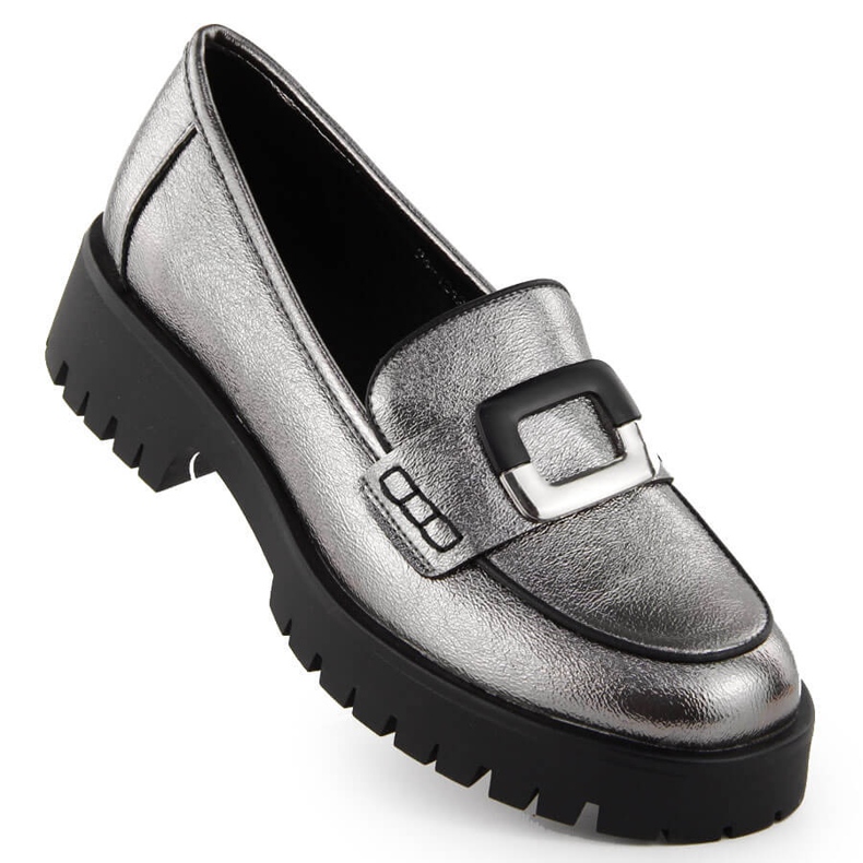 Mocasines de mujer con decoración metalizada plateada Potocki 12420 plata