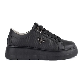 Zapatillas de piel con plataforma negra. blanco