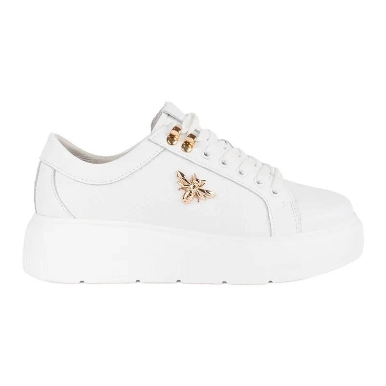 Zapatillas de piel con plataforma blanca. blanco