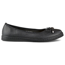 Bailarinas de mujer negras con plantilla de piel, zapatos cómodos de mujer. negro