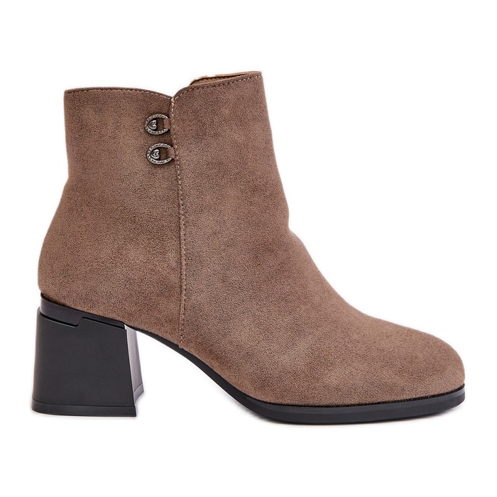 Botines Mujer Tacón Alto Cierre Cremallera, Beige Oscuro de Tinamar Botines Mujer Tacón Alto Cierre Cremallera, Beige Oscuro de Tinamar