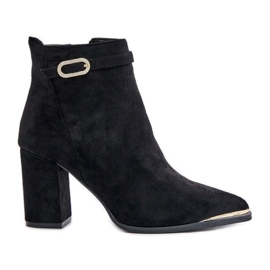 Botines de mujer aislantes con puntera en punta y tacón alto, Negro Laoreina Botines de mujer aislantes con puntera en punta y tacón alto, Negro Laoreina