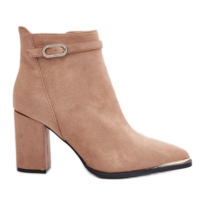 Botines de mujer aislantes con puntera en punta y tacón alto, Beige Laoreina Botines de mujer aislantes con puntera en punta y tacón alto, Beige Laoreina