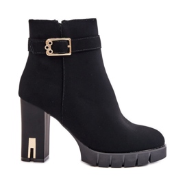Botines de mujer aislantes con hebilla dorada, negro Taitra