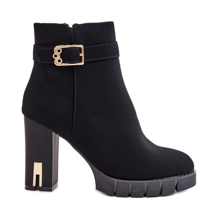 Botines de mujer aislantes con hebilla dorada, negro Taitra Botines de mujer aislantes con hebilla dorada, negro Taitra