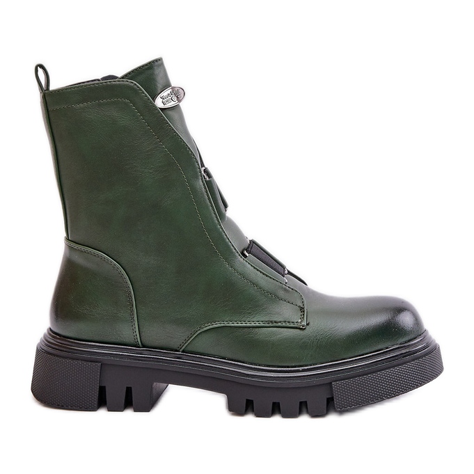 Botas de trabajo aislantes para mujer con cremallera, piel ecológica, verde Mailyra