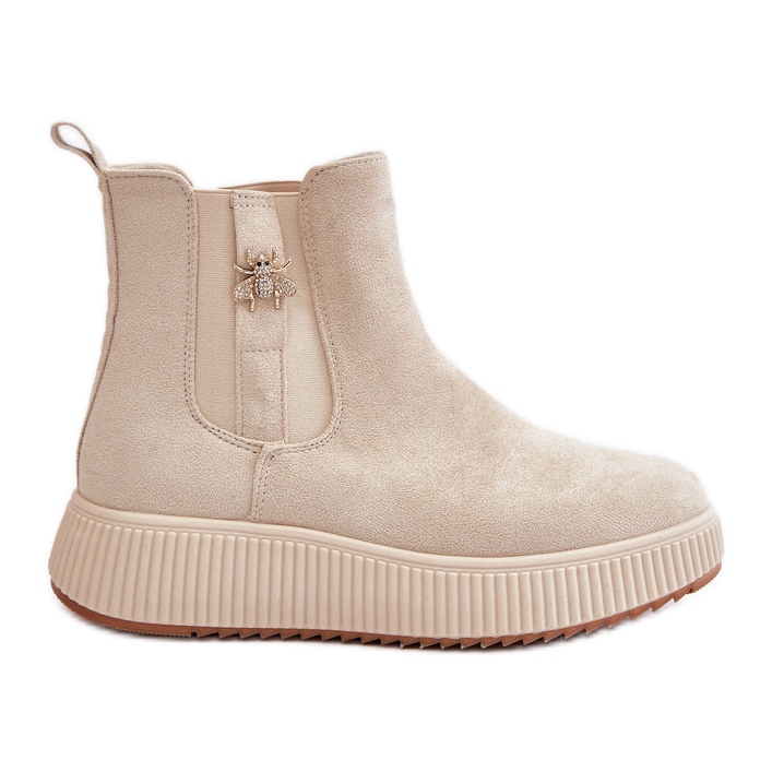 Botas sin cordones para mujer con plataforma y pasador, ante ecológico, beige claro Ciatheia