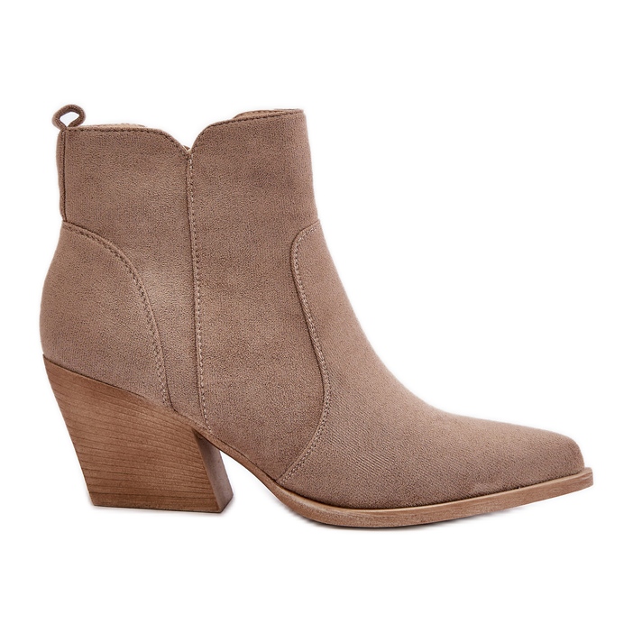 Botas Vaqueras Ante Eco Aislante Con Cremallera, Virtris Beige Oscuro Botas Vaqueras Ante Eco Aislante Con Cremallera, Virtris Beige Oscuro