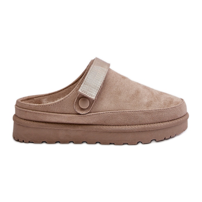 Chanclas de Mujer Beige con Forro de Pelo en la Plataforma Azida