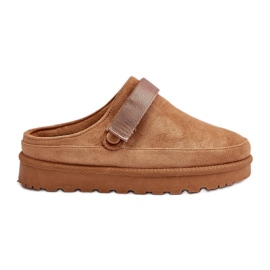 Chanclas de Mujer Forradas de Pelo y Plataforma Azida Camel marrón