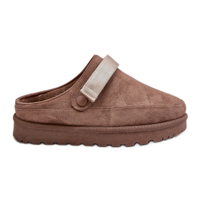 Chanclas de Mujer Forradas en Piel con Plataforma, Marrón Azida beige