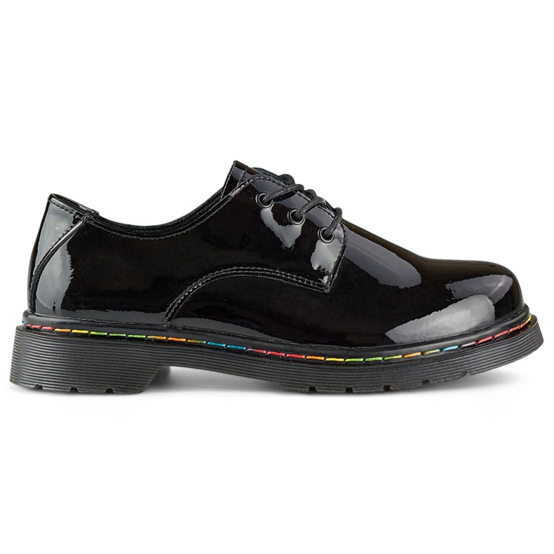 Oxfords mujer piel charol negro, piel natural