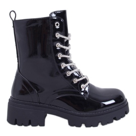 Botas bovver Quanes Mirror lacadas negro