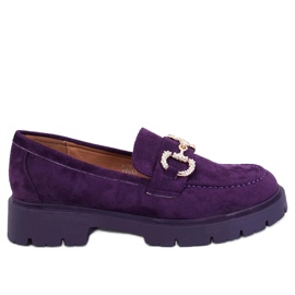 Karins Mocasines de ante morado con hebilla violeta