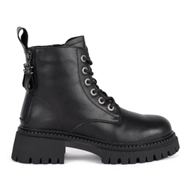 Botines mujer piel negros con cordones