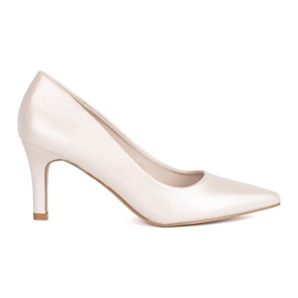 Zapatos de tacón de aguja con perlas, clásicos y elegantes beige Zapatos de tacón de aguja con perlas, clásicos y elegantes beige