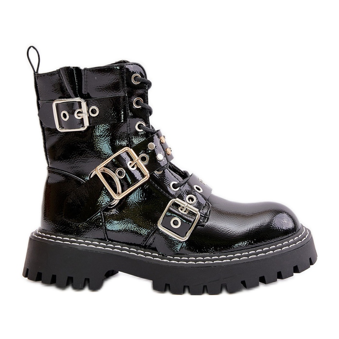 Botas Charol Con Hebillas Negro Serizia Botas Charol Con Hebillas Negro Serizia