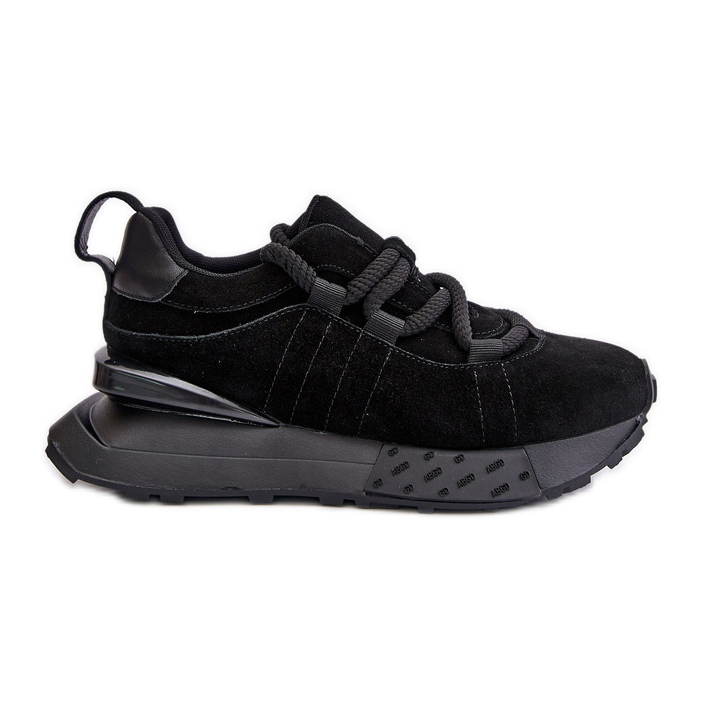 Zapatillas de mujer de ante con plataforma y cordones gruesos Artiker 54C1464 Negro