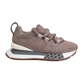 Zapatillas de mujer de ante con plataforma y cordones gruesos Artiker 54C1463 Gris Zapatillas de mujer de ante con plataforma y cordones gruesos Artiker 54C1463 Gris