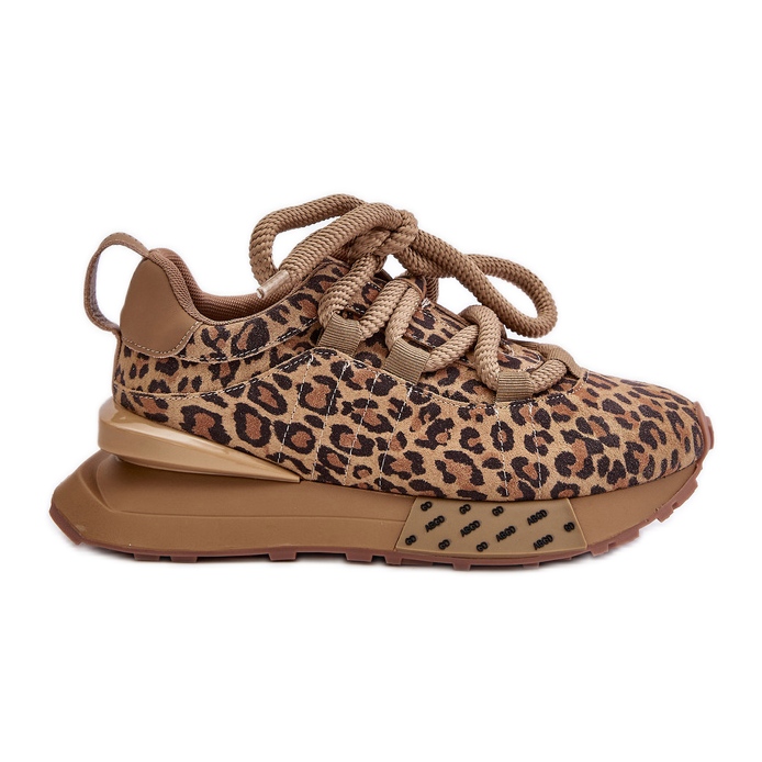 Zapatillas De Mujer De Ante En La Plataforma Con Cordones Gruesos Leopardo Artiker 55C0135 Marrón