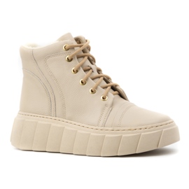 Olivier Botas de invierno de piel con aislamiento para mujer 1179, beige