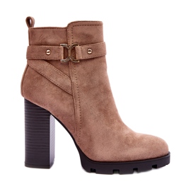 Botas Liani Ante Tacón Alto Beige