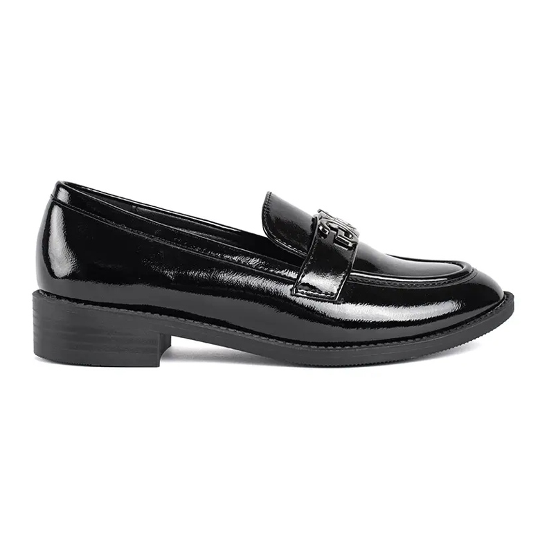 Mocasines clásicos de mujer charol negro.