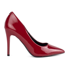 Stilettos de charol burdeos para mujer rojo