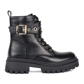 Seastar Botines de mujer negros con tira decorativa.