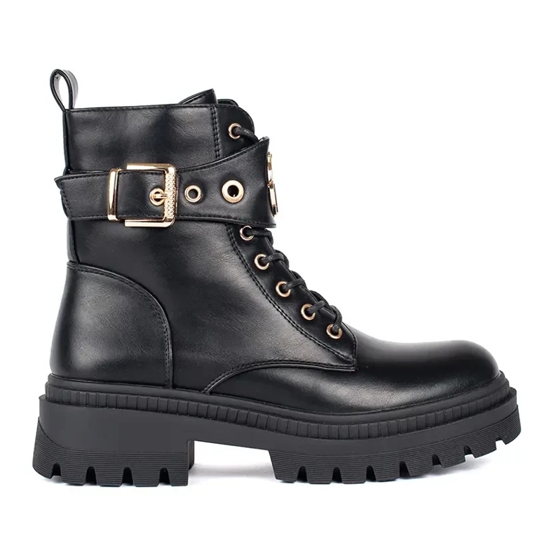 Seastar Botines de mujer negros con tira decorativa.