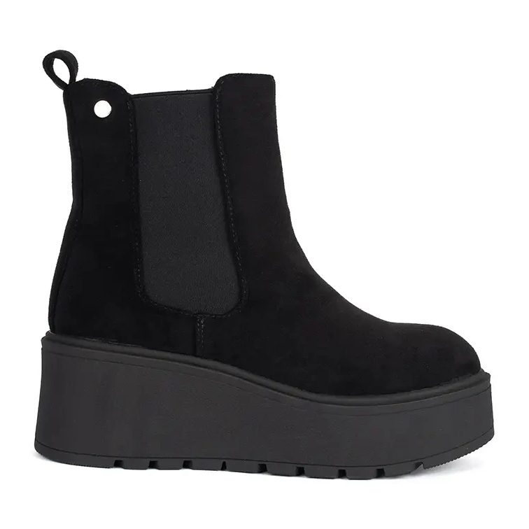 Botas Chelsea de ante negro con cuña