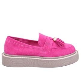 Mocasín plataforma Trinity Fucsia con flecos rosa
