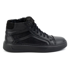 KOMODO Zapatillas de invierno de piel para hombre 886K Negro KOMODO Zapatillas de invierno de piel para hombre 886K Negro