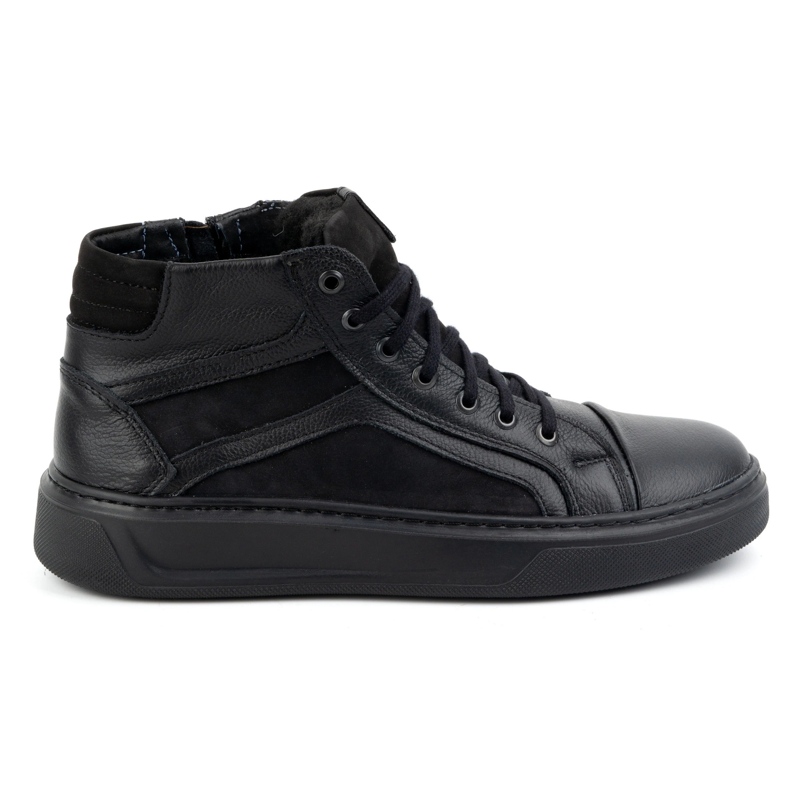 KOMODO Zapatillas de invierno de piel para hombre 886K Negro