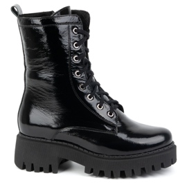 Olivier Botas de mujer de piel, con aislamiento, 401BB, lacadas en negro Olivier Botas de mujer de piel, con aislamiento, 401BB, lacadas en negro