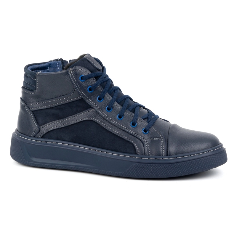 Olivier Zapatos de piel para hombre, zapatillas de invierno 886K, azul marino