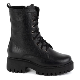 Olivier Botas de mujer de piel, con aislamiento, 401BB, guisantes negros