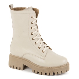 Olivier Botas de piel para mujer con aislamiento, 401BB, beige guisante