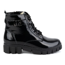 Olivier Botas de mujer de piel, aislantes, 373BB, lacadas en negro