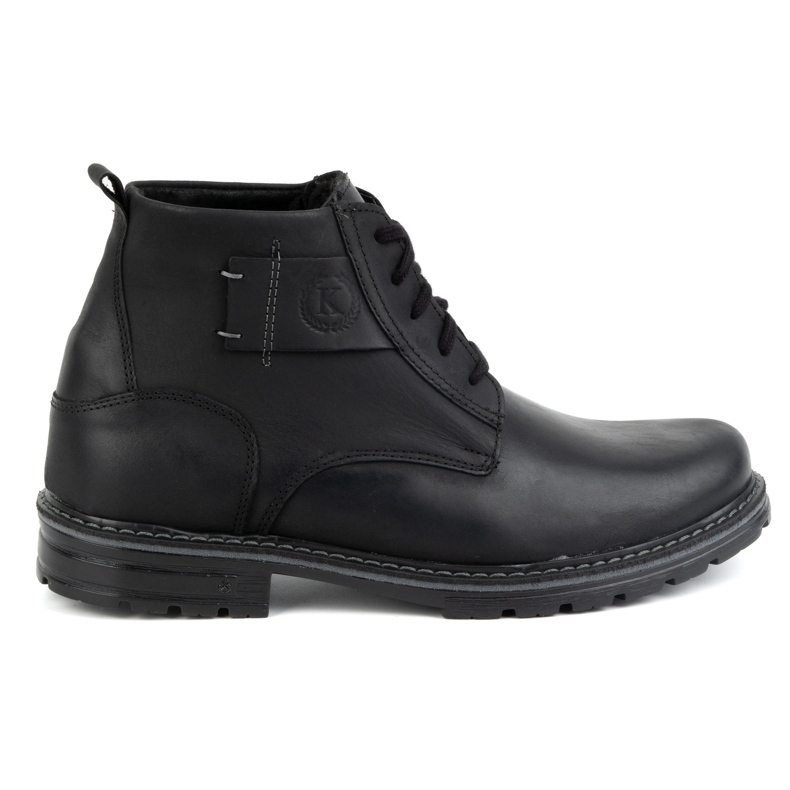 KOMODO Botines de piel de invierno para hombre 935K, negro