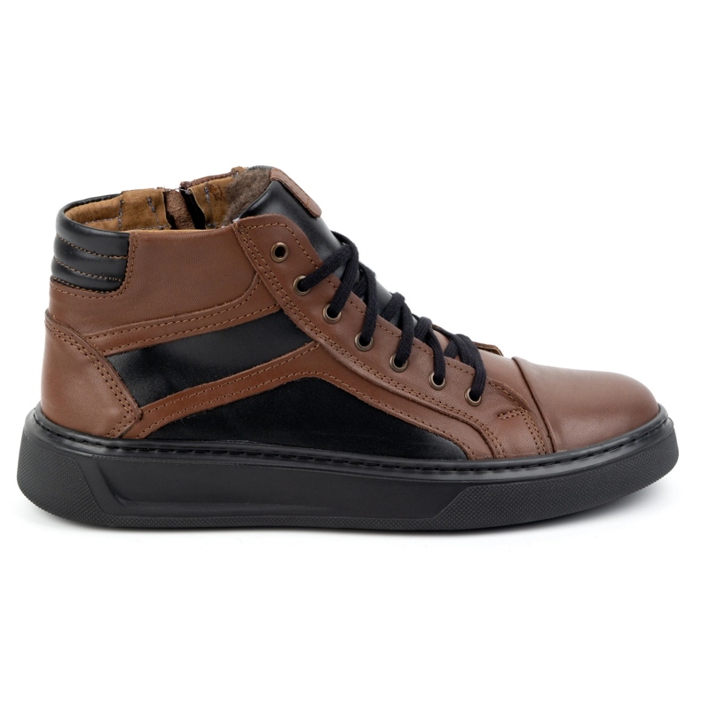 KOMODO Zapatos de piel para hombre, zapatillas de invierno 886K, marrón