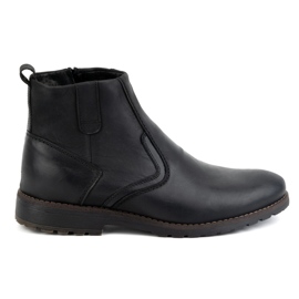 KOMODO Botines de piel de invierno para hombre 924K, negro KOMODO Botines de piel de invierno para hombre 924K, negro