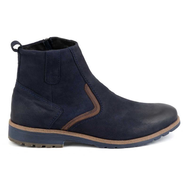 KOMODO Botines de piel de invierno para hombre 924K, azul marino