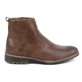 Olivier Botas de piel de invierno para hombre 924K marrón