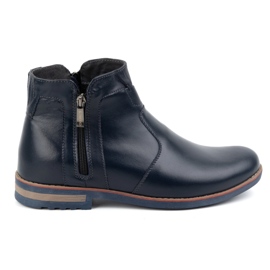 KOMODO Zapatos de invierno de piel para hombre 887K, azul marino