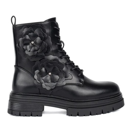 Seastar Botas de trabajo aislantes negras con flores. negro